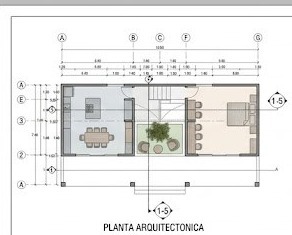 Planta arquitectónica de la casa de visitas, Casa Hunucmá etapa 1