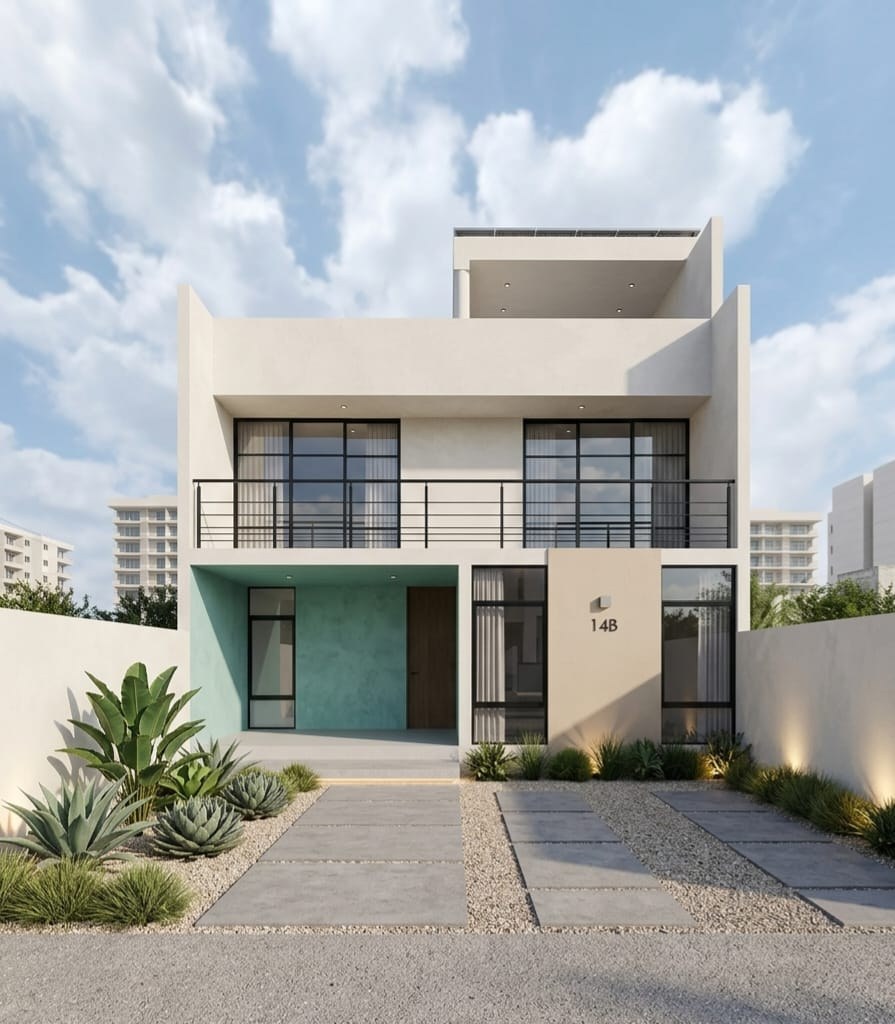 Render de fachada frontal, Casa San Benito