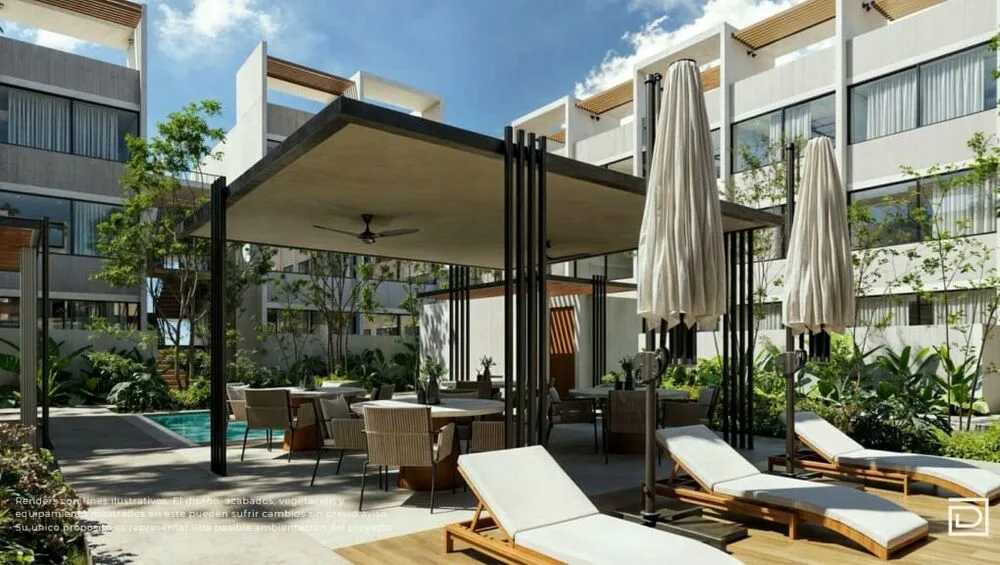 Terraza y alberca Distrito Conkal
