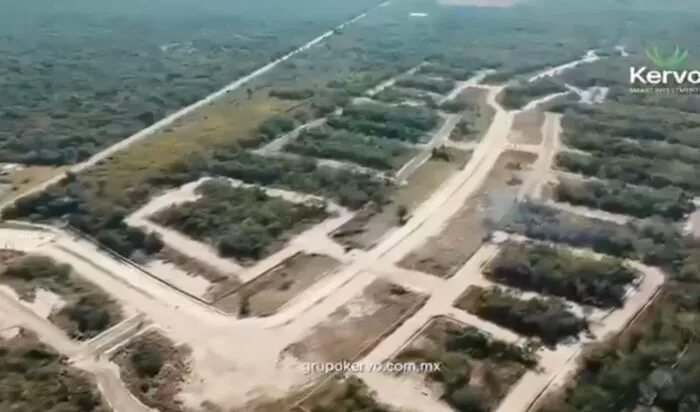 Vista aérea del trazo de ebulá Nuevo Izamal