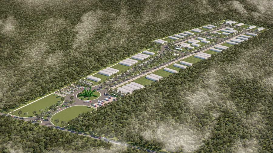 Vista aérea del masterplan de Konext