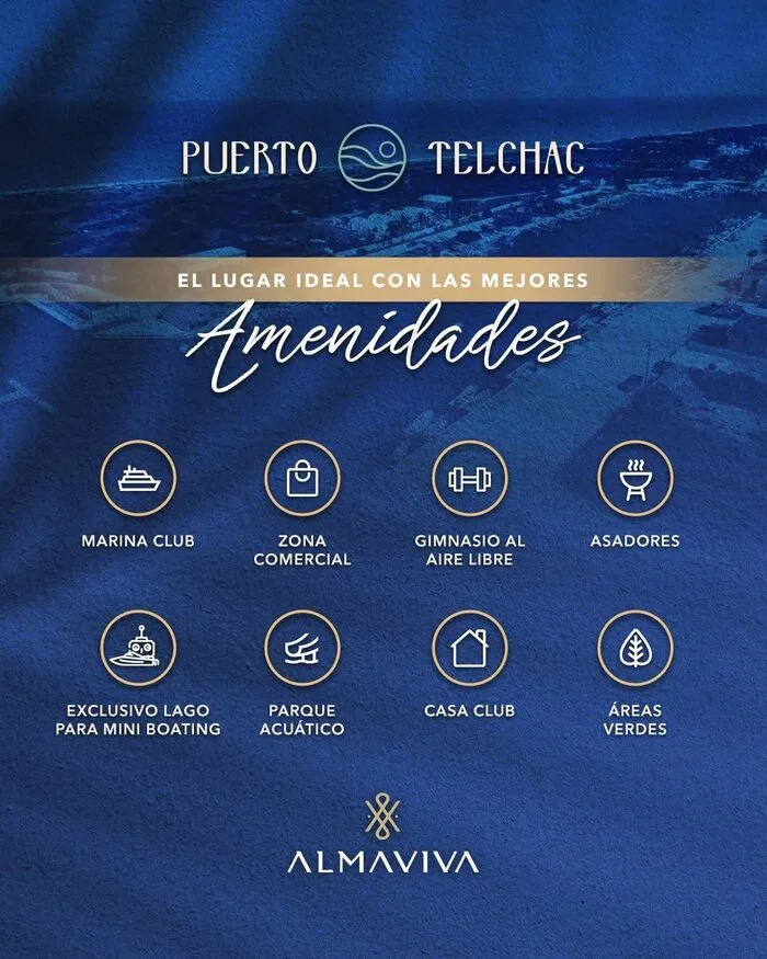 Amenidades de Puerto Telchac: marina, zona comercial, gimnasio