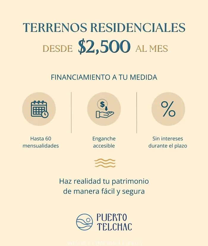 Financiamiento de terrenos residenciales Puerto Telchac