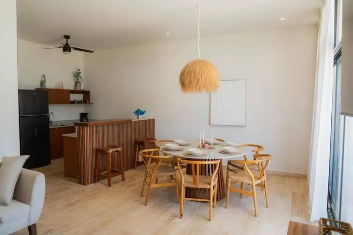 Sala de un departamento amueblado en San Benito