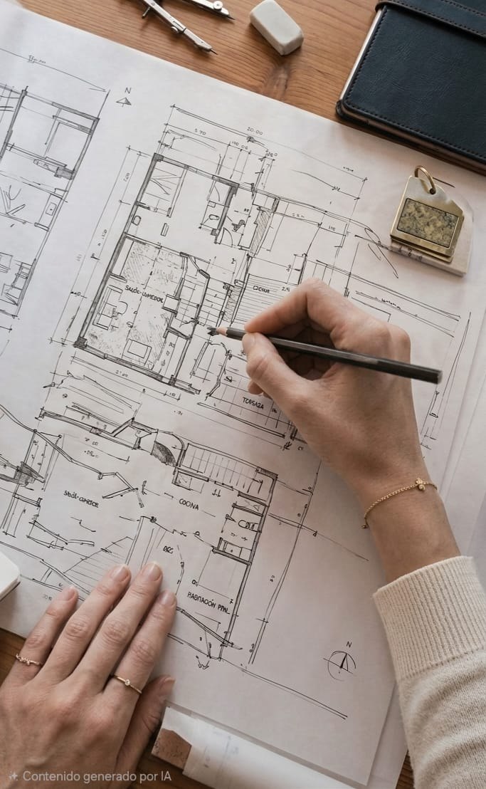 Dibujo de planta arquitectónica a mano
